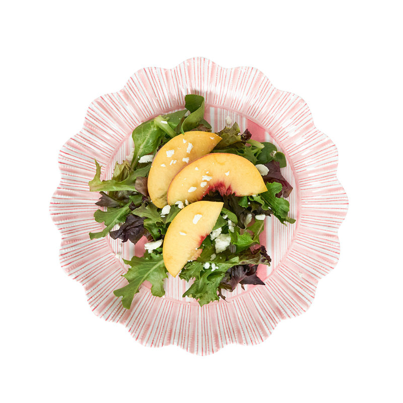 Cabana Stripe Melamine Dessert/Salad Plates, Coral