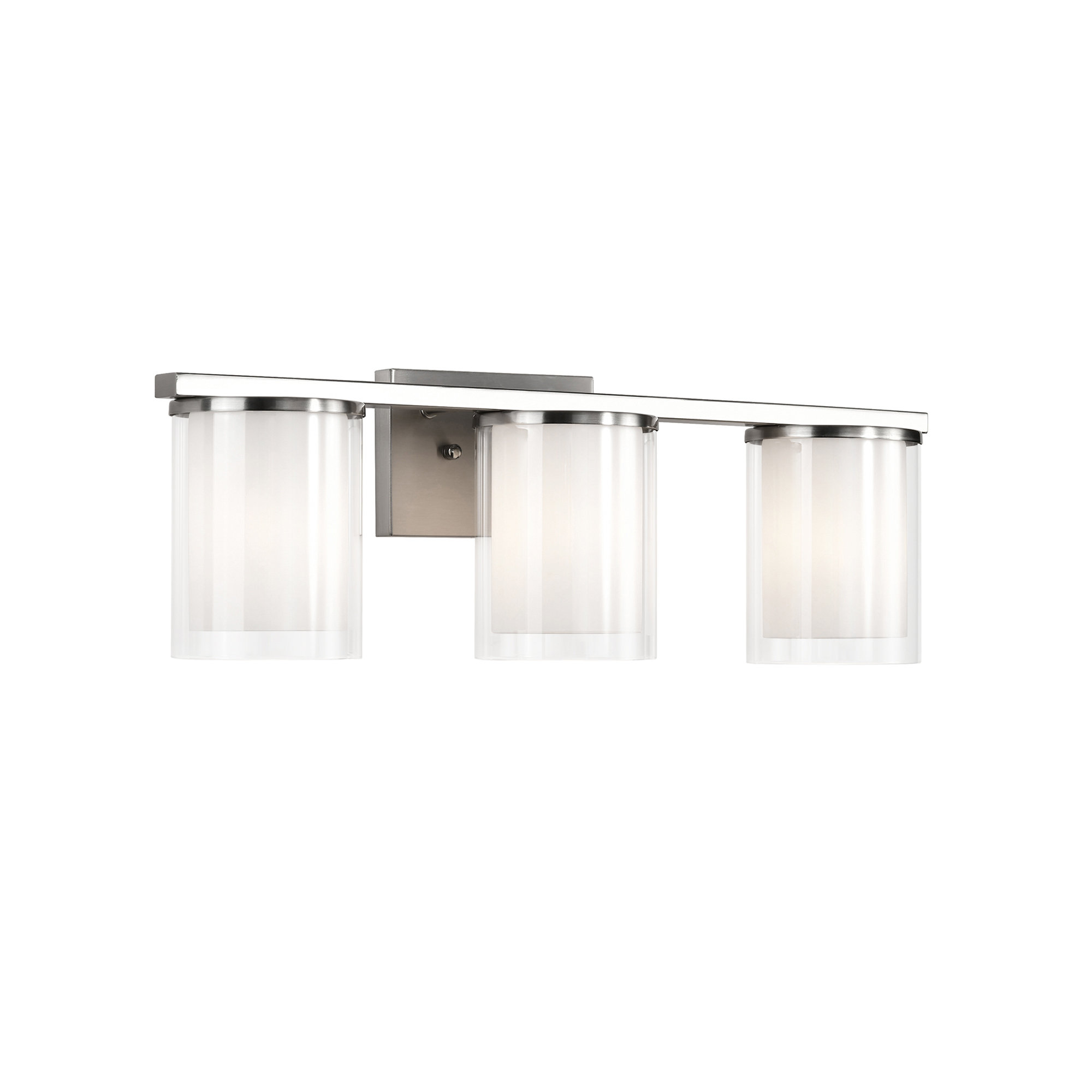 Mercer41 3-light Brushed Nickel Modern Vanity Light With Clear Glass ...