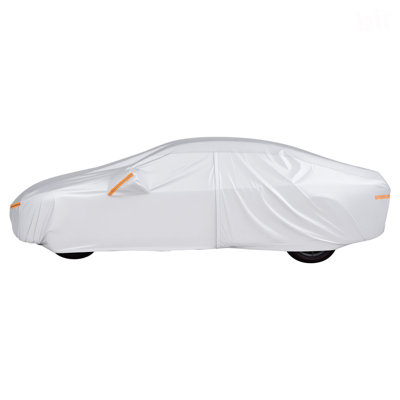 Car Cover, Car Cover Waterproof For Dodge Challenger Full Size Sedan, Custom-Fit All Weather Sun Rain Wind Dust Snow Protection Full Exterior Covers With Door Zipper And Cotton Lining, Silver