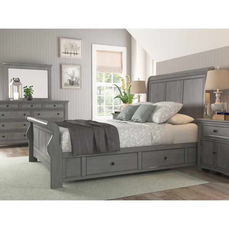 Castelnaud Platform Storage Bed, Queen, Antique Gray