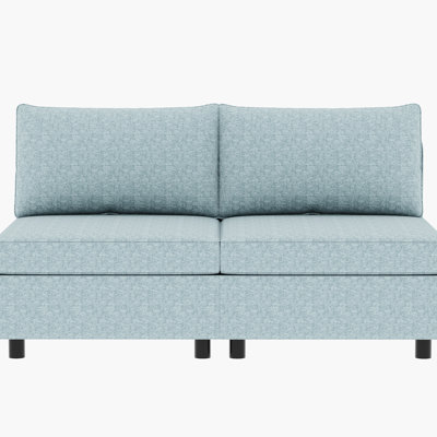 Siège sans accoudoirs modulaire, convertible avec rangement, canapé modulaire en chenille bleu antique de 2 pièces pour le salon, éponge haute et ressorts ensachés, étable, coussin à ressorts