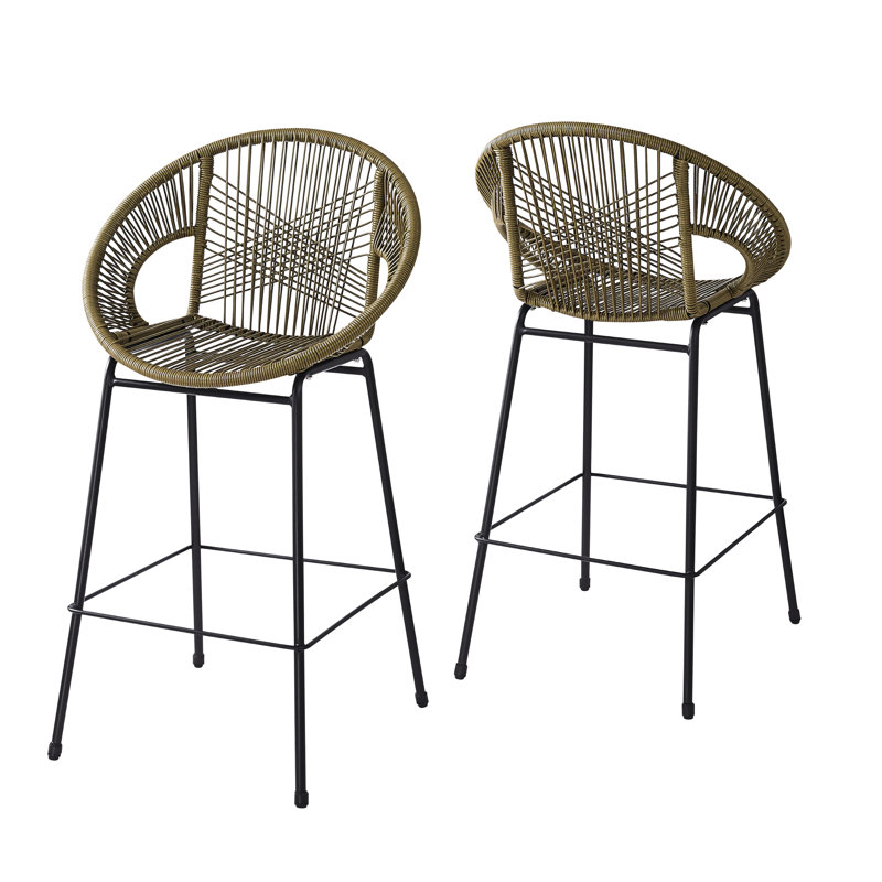 De 2 faux pour patio extérieur, fabriqués en PE de haute qualité, sièges ergonomiques, motif tissé élégant, utilisation polyvalente, cadre de patio, PE, détails exquis, cadre, réglages multiples appropriés