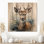 Portrait de cerf sauvage I - animal cerf sur bois