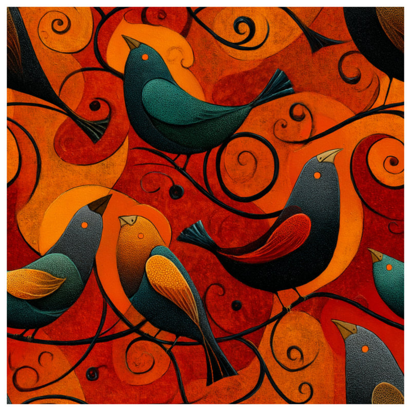 Tapisserie murale oiseaux - décoration murale animaux, 104in H x88 with 4 Grommets