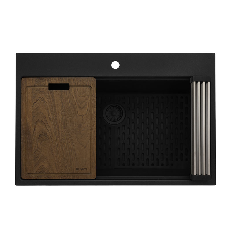 Évier de cuisine encastrable 33 po Ruvati, Noir anthracite