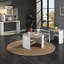 Modern Oak And White Gloss End Table - Living Area Statement High Oval Space Allure