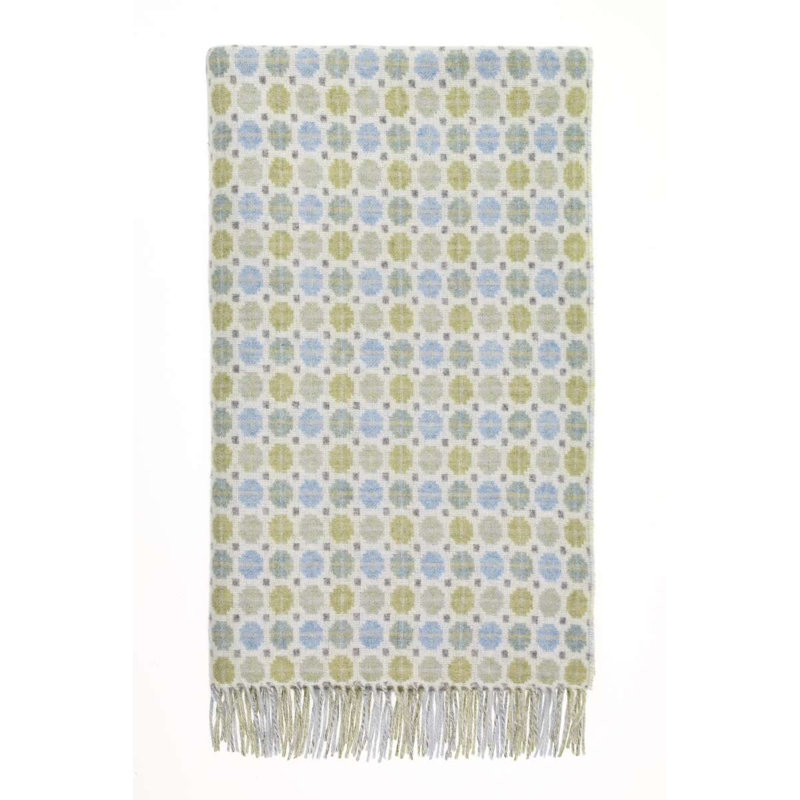 Jeté tissé en laine d'agneau Merino, Abstrait bleu clair