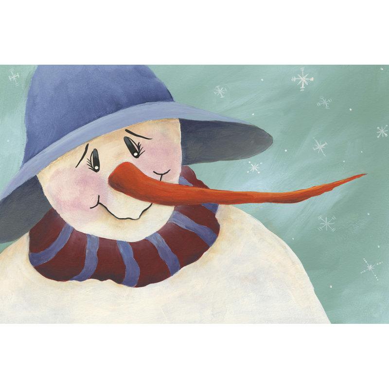 «Carrot Nose Snowman II» par Regina Moore - reproduction d'art sur toile tendue, H 20 po x l 30 po x P 1,25 po
