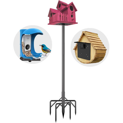 Bird Feeder Pole Stand,95 Inch Bird House Pole For Outdoors Heavy Duty,5 Base Prongs Adjustable Birds Feeder Stand For House
