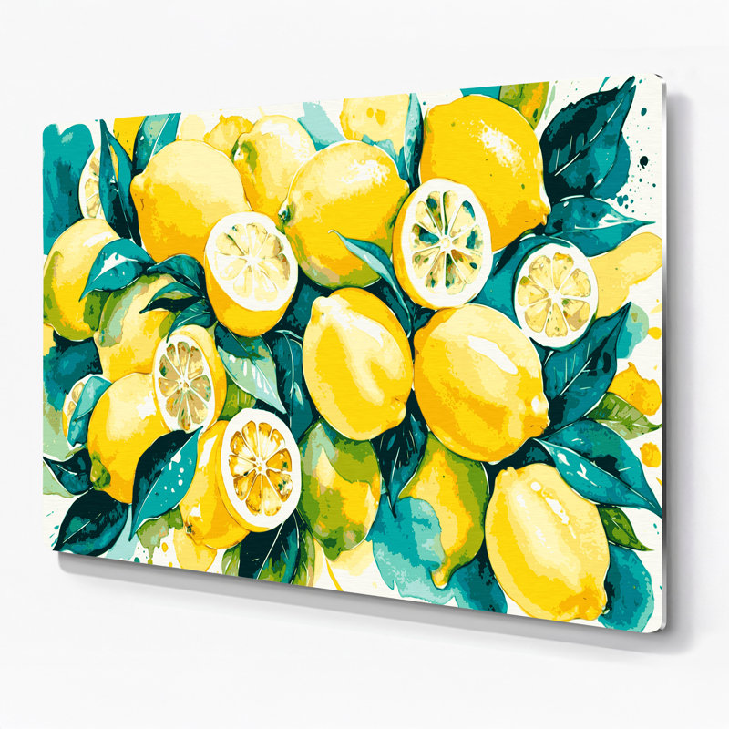 Art mural en métal fruits et citron brun, H 11 po x l 14 po