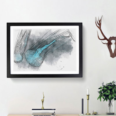 Neon Blue Jellyfish in Abstract - Framed Print