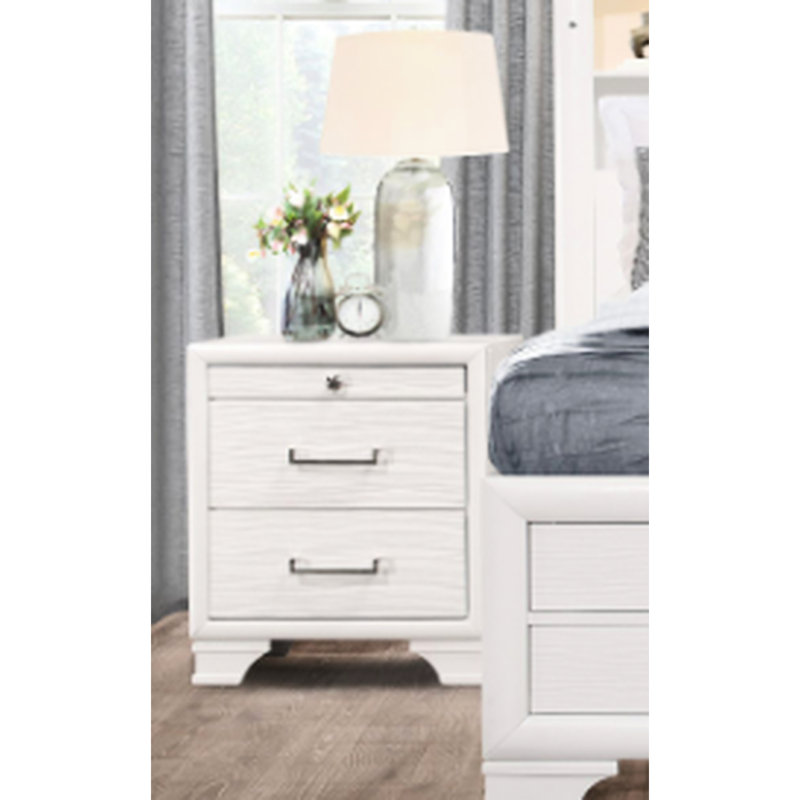 Table de chevet blanche en bois massif - 16,67 po de largeur, 23,71 po de profondeur, 22 po de largeur 29 po 27,02 po de hauteur, 20 po x 14 po
