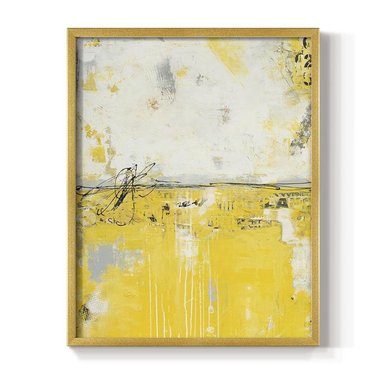 Reproduction encadrée jaune lié - bois massif, Or, H 20 po x l 16 po