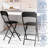 Tall Leather Padded Folding Bar Stool With Back, For Kitchen Bar - 2PC, Black, 19.3"D X 16.5"W X 38.2"H