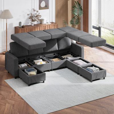 7 - Piece Modular Sectional Couch With Seat Storage , Modular Couches And Sofas Sectional With Ottoman by Latitude Run
