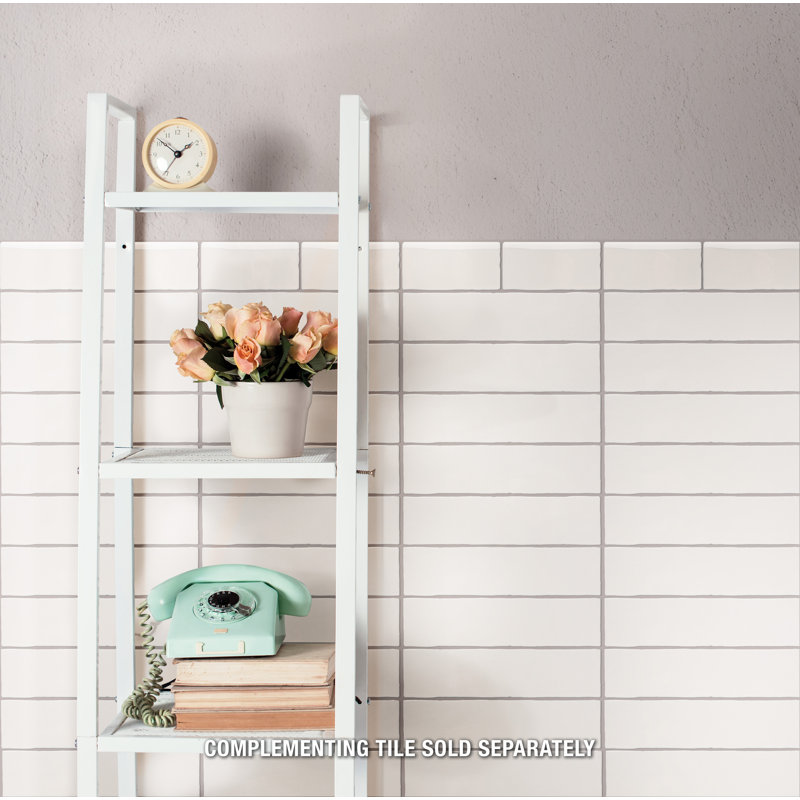Antic Craquelle 6" x 3" Glossy Ceramic Bullnose Tile Trim in White, Gris soho