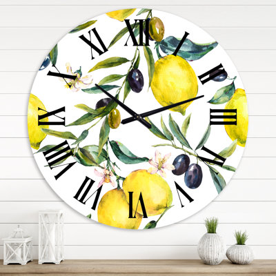 Horloge murale citron et olive II