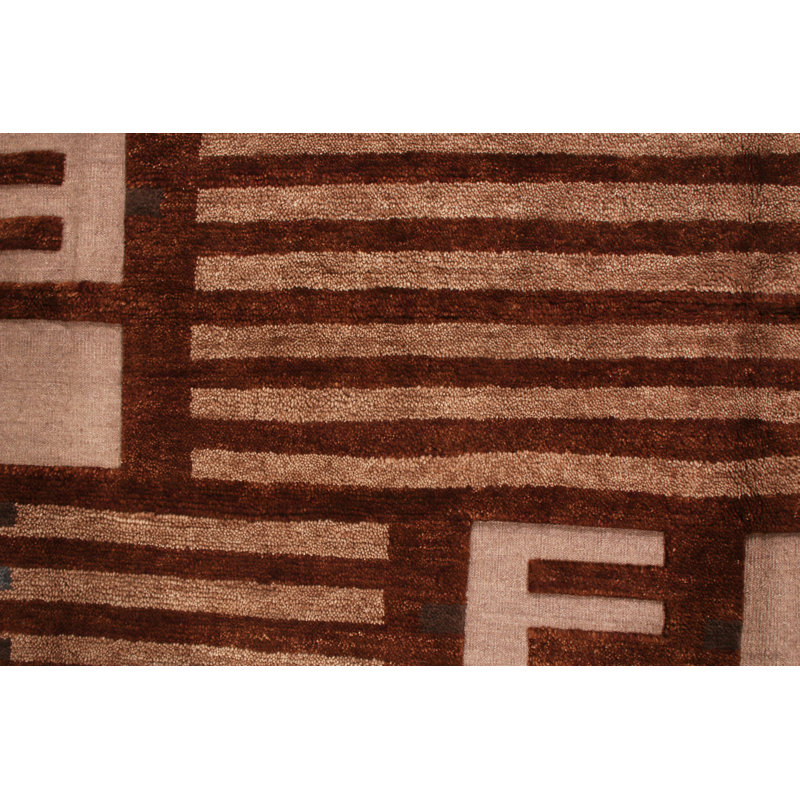 Hand Knotted Wool Geometric Area Rug, Rectangle 10' x 14'
