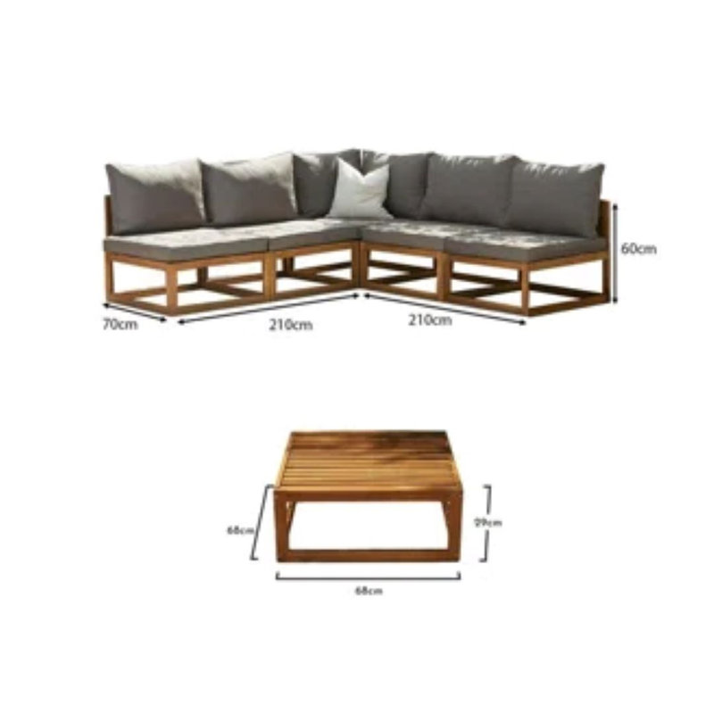 Rimasha Rowan Garden Lounge Set with Cushions, Beige, No Arms