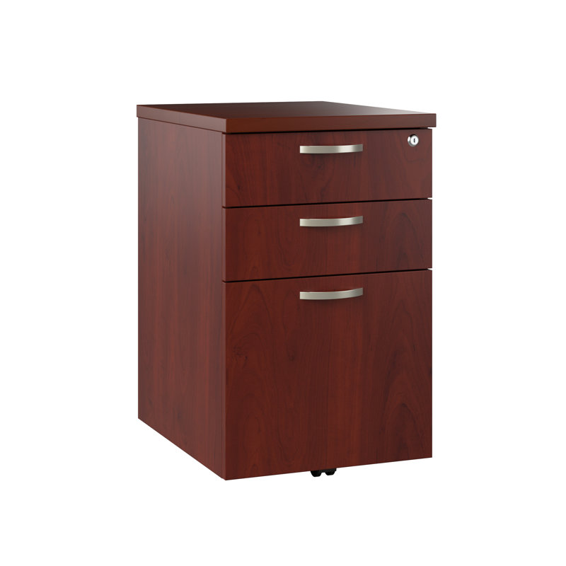 Office In An Hour 16''W 3 -Drawer Mobile File Cabinet, Hansen Cherry