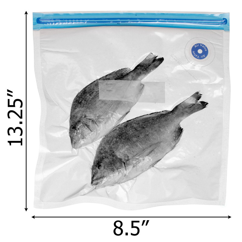 Basicwise 9" X 13" Set Of 12 Reusable Airtight And Resealable Food Storage Bags Durable & Convenient Solution For Sliced Fruits Fresh Vegetables Cooked Meals & Leftovers Compatible With Most Vacuum Sealers