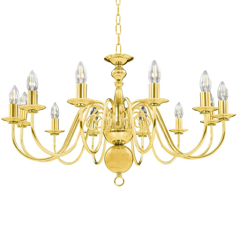 Cheeks 12 - Light Candle Style Chandelier, Golden