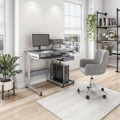 Bureau d'ordinateur complet, gris