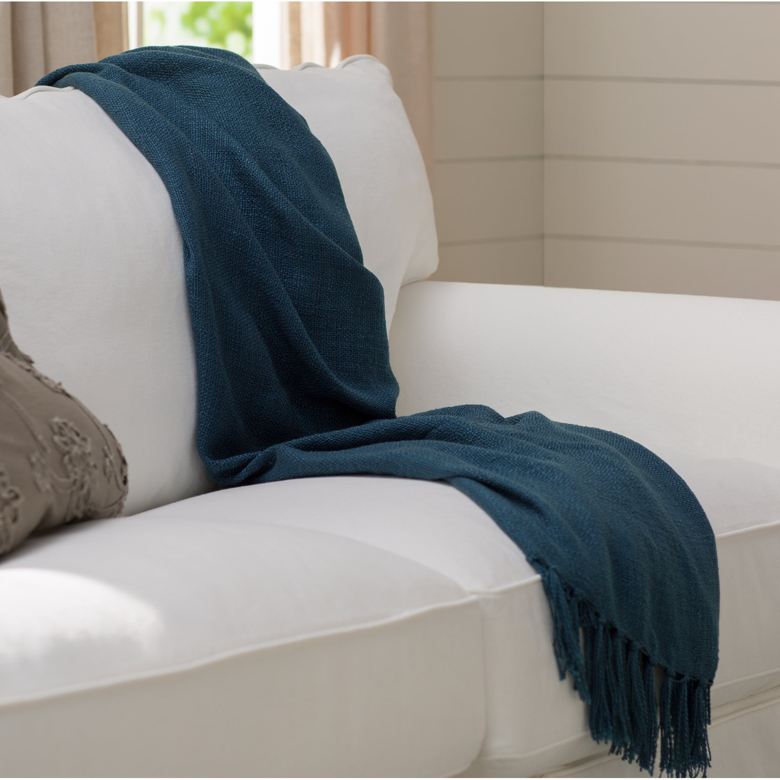 Dennie Heated Knit Throw Blanket, Navy