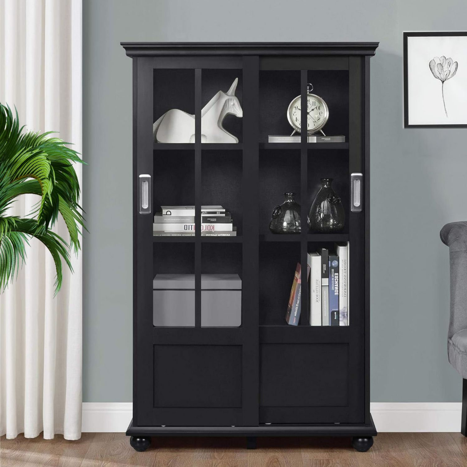 Canora Grey Bookcase with Sliding Glass Doors - Wayfair Canada