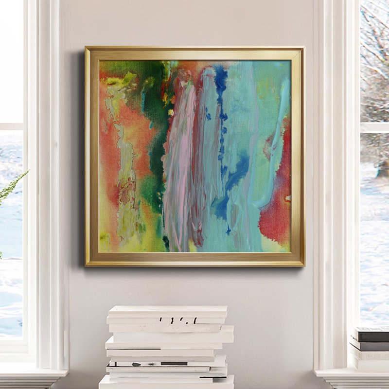 Long Lake I - peinture sur toile encadrée, H 34,5 po x l 34,5 po x P 1,5 po, Cadre doré