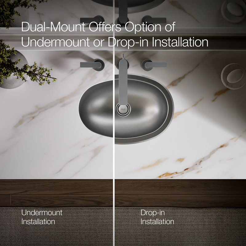 Bolero Metal Oval Dual Mount Bathroom Sink, No