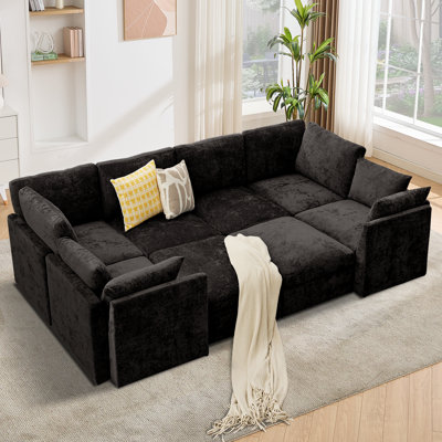 110.2" Modern Upholstered Sectional Modular Sofa Bed With Ottomans