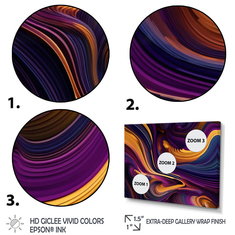 Mauve, jaune, couleurs dansantes II, H 30 po x l 40 po x P 1,5 po, Toile tendue