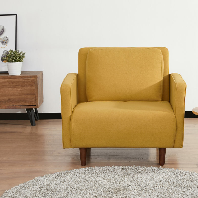 Fauteuil en polyester l 36,6 po Lekha, Moutarde