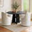 Linen Upholstered Swivel Dining Chair With Hidden Casters-673332394-687472473