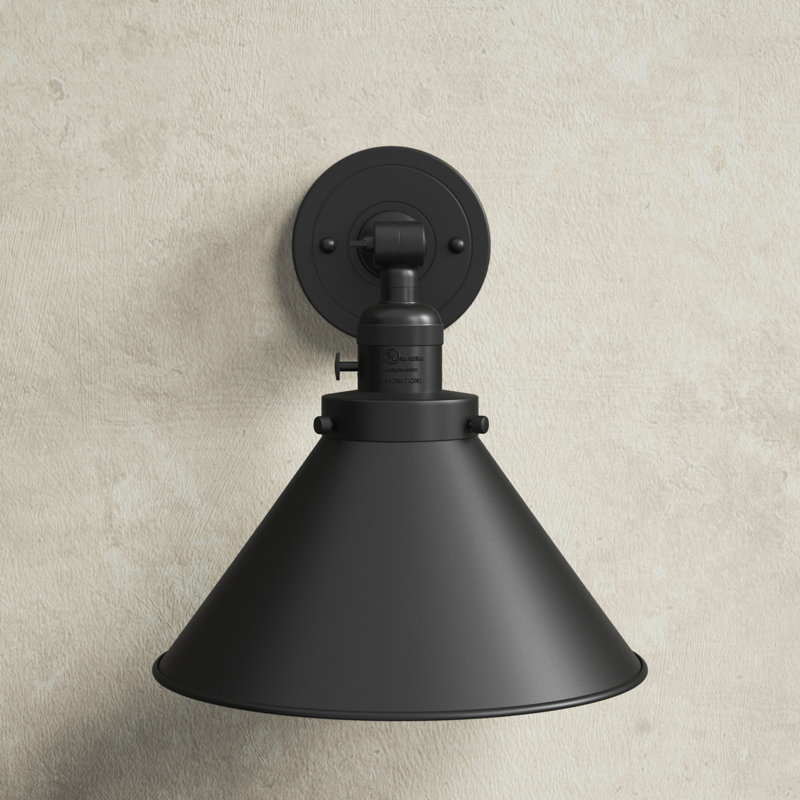 Dillon 1 - Light Dimmable Armed Sconce, 3 W LED Vintage Dimmable Bulb, Matte Black, Matte Black