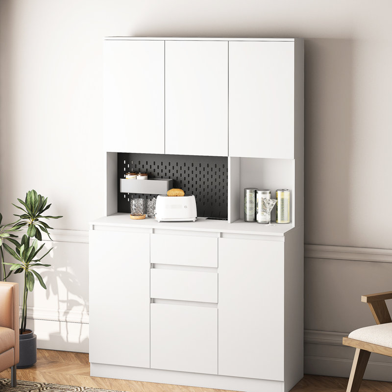 Kitchen Pantry Cabinet with Charging Station,Freestanding Buffet Sideboard with Drawer, Contemporary Sideboard for Indoor Use