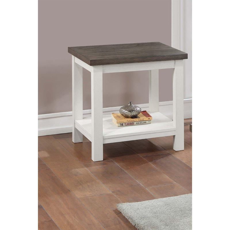 Table d'appoint de style campagnard charmante avec une finition bicolore et une construction en bois durable pour les salons confortables