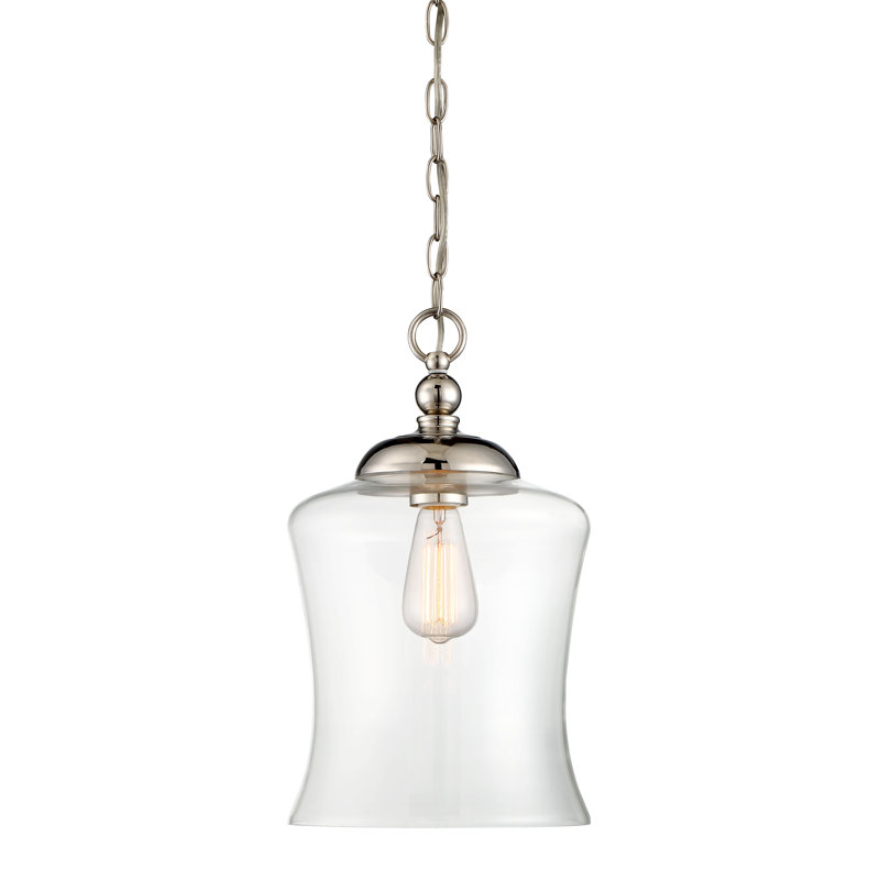 Luminaire suspendu en forme de cloche à 1 lumière Jody Rafaelat, Nickel poli
