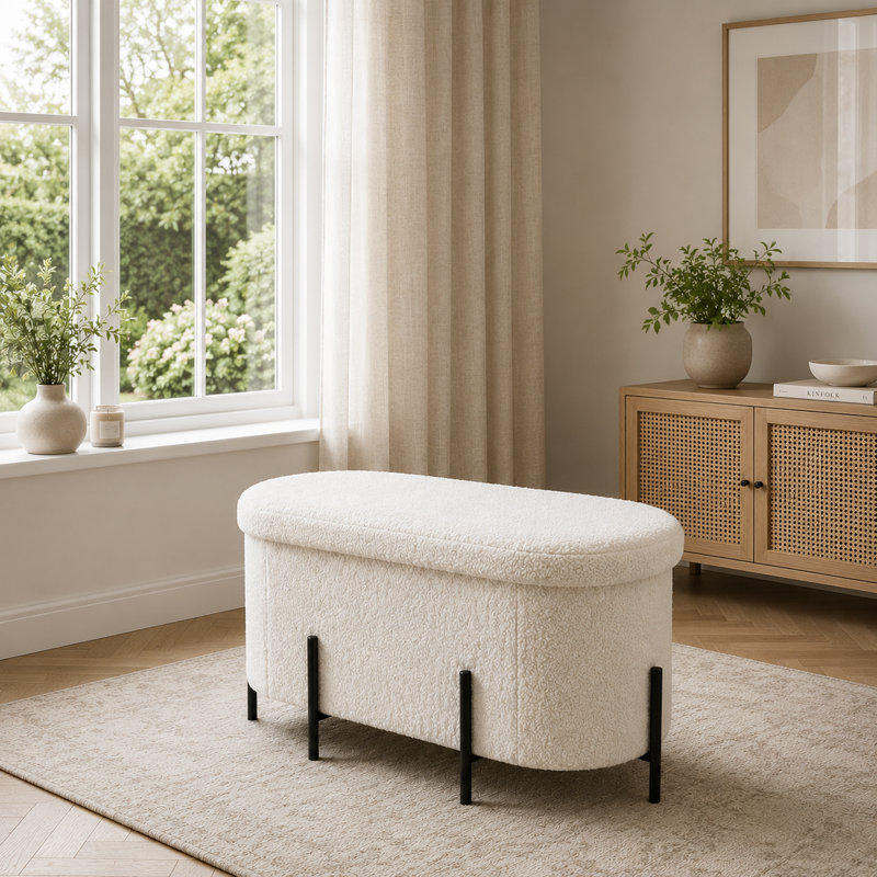 77cm Wide Curved Footstool Ottoman
