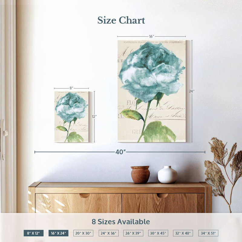 Harnek antique floral II bleu rétro, H 12 po x l 8 po