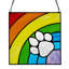 Panneau de vitrail de style Tiffany 7 po H Rainbow Paw Print