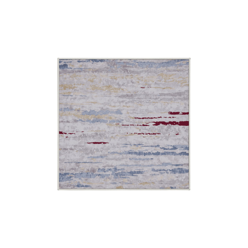 Machine Washable White Area Rug, Square 4'