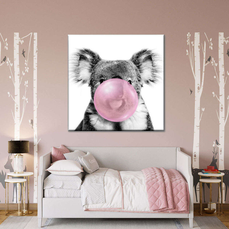 Impression sur toile Koala Bubble Gum, H 20 po x l 20 po x P 1,25 po