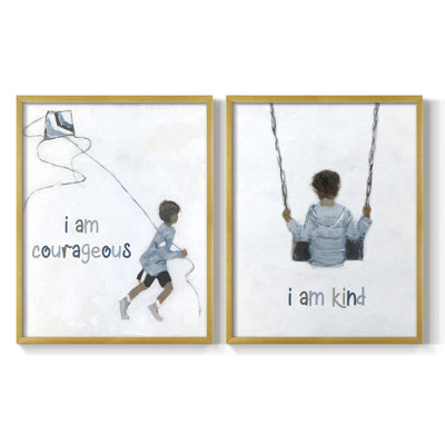 Boy Flying Kite-Premium Framed Print -Ready to Hang - No Nails Required - No Nails Required
