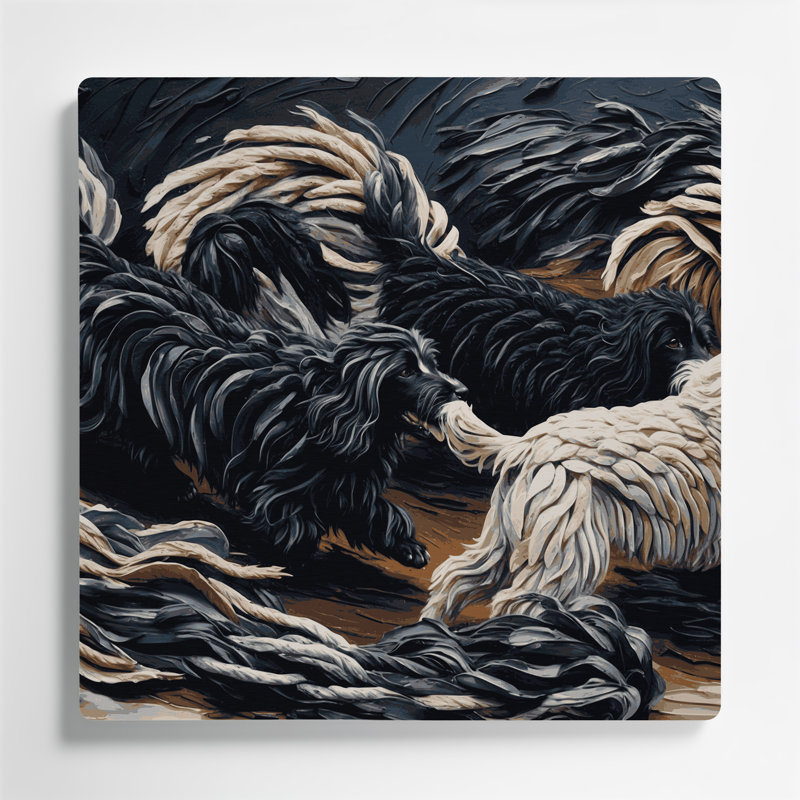 «Dogs Puli», art mural en métal noir, H 32 po x l 32 po