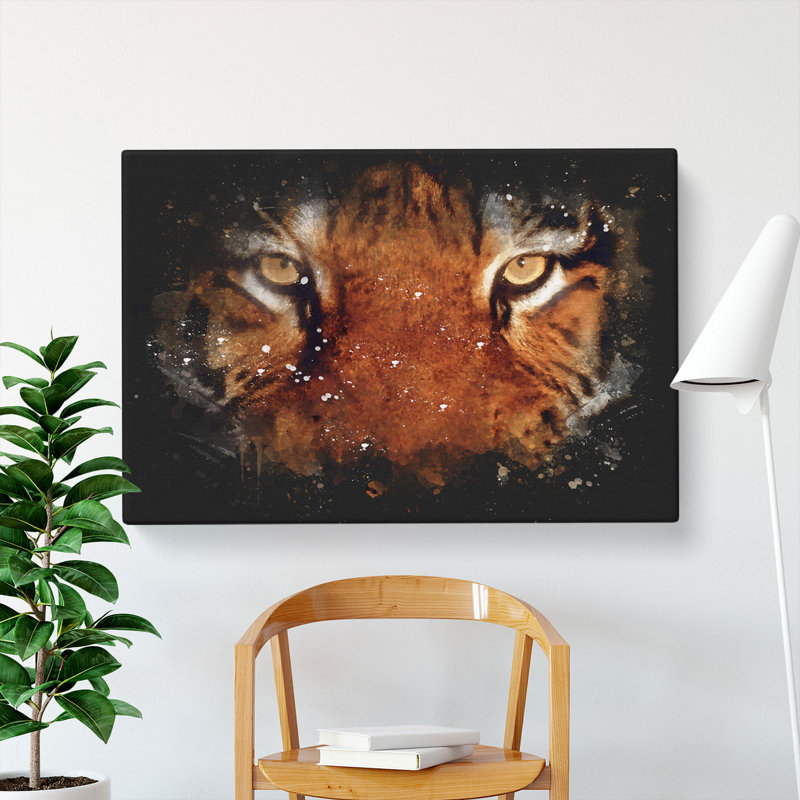 Tiger Vol.6 Paint Splash - Wrapped Canvas, 35cm H x 50cm W x 3cm D