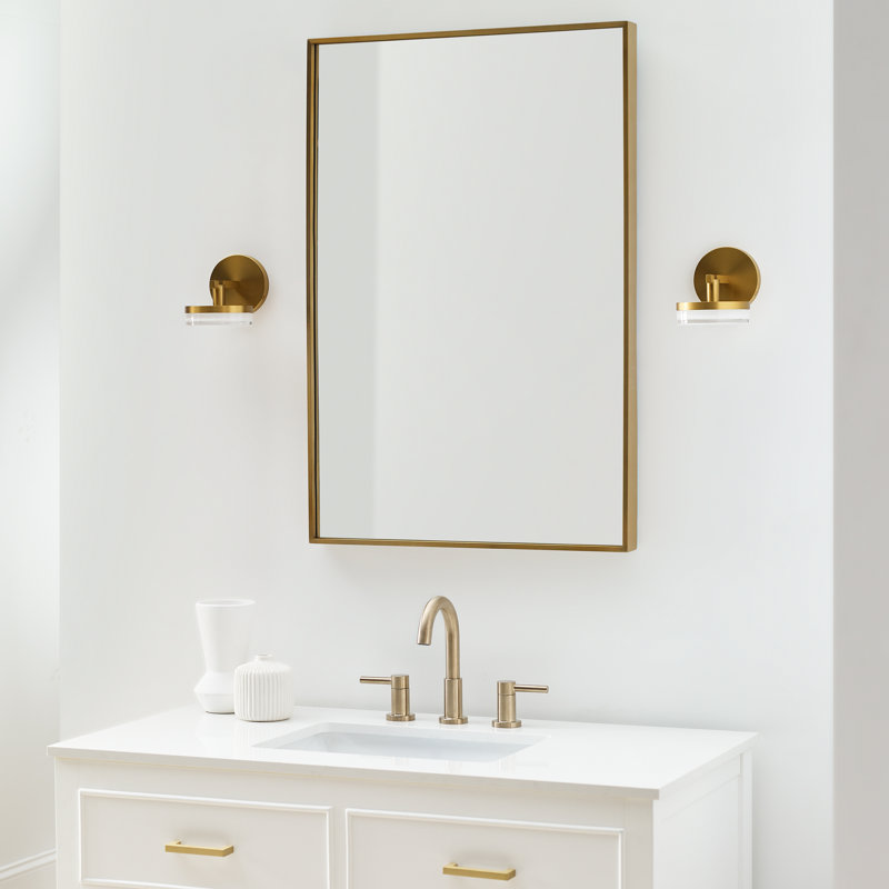 Sean Lavin Khan Bathroom Bedroom Wall Fixture With Silk Screen White Inside Clear Outside Shade, Burnished Brass, 1 Light