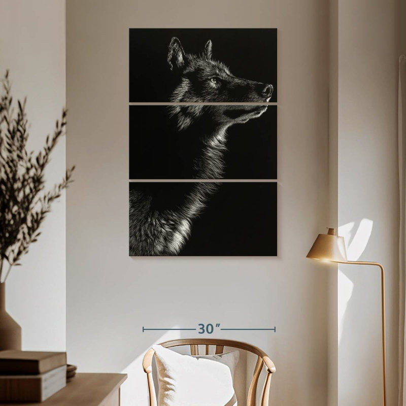 Brampt Scratchboard Wolf II, 65" H x 42" W