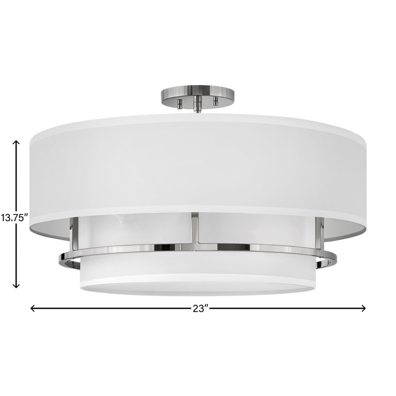 Graham Four-Light Semi-Flush Mount Ceiling Light w/ Faux Parchment Shades, Polished Nickel